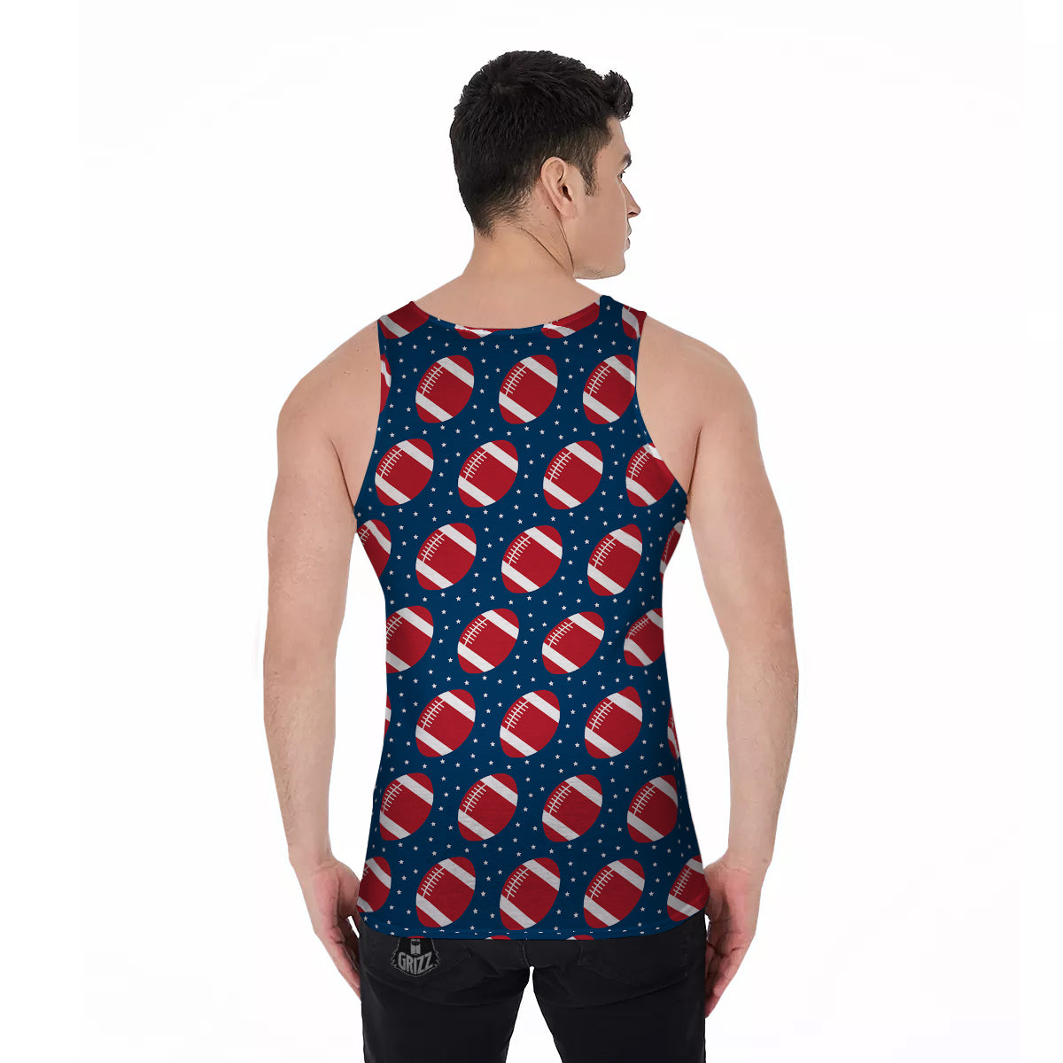 American Football Ball Print Pattern Men's Tank Top-grizzshop