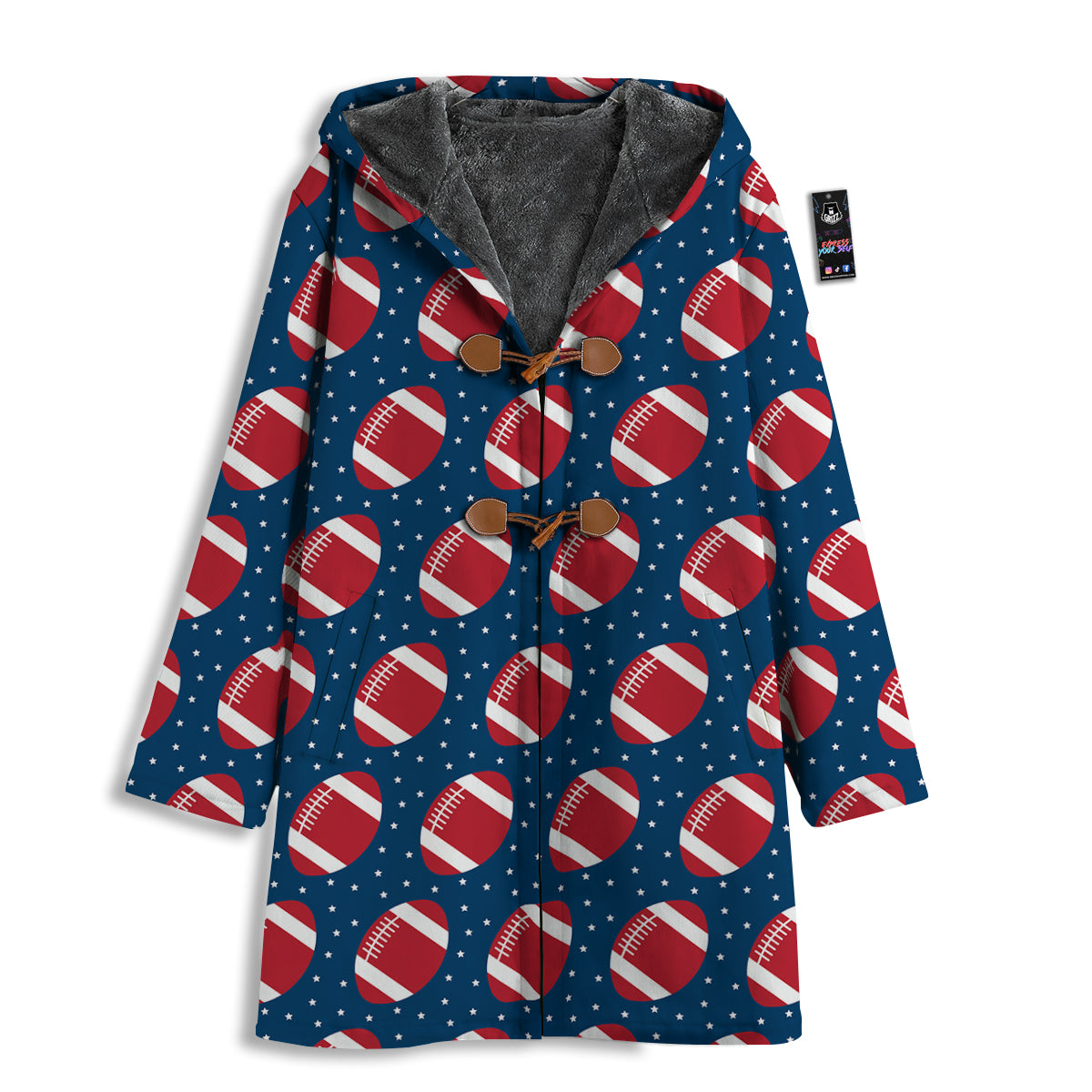 American Football Ball Print Pattern Men's Windbreaker Jacket-grizzshop
