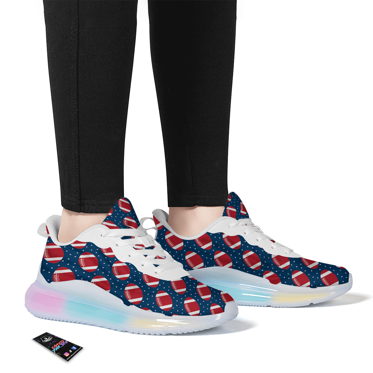 American Football Ball Print Pattern Running Sneakers-grizzshop