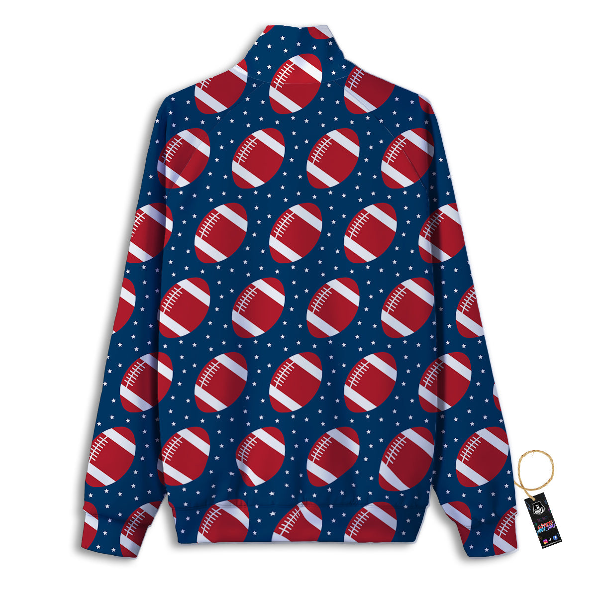 American Football Ball Print Pattern Track Jacket-grizzshop