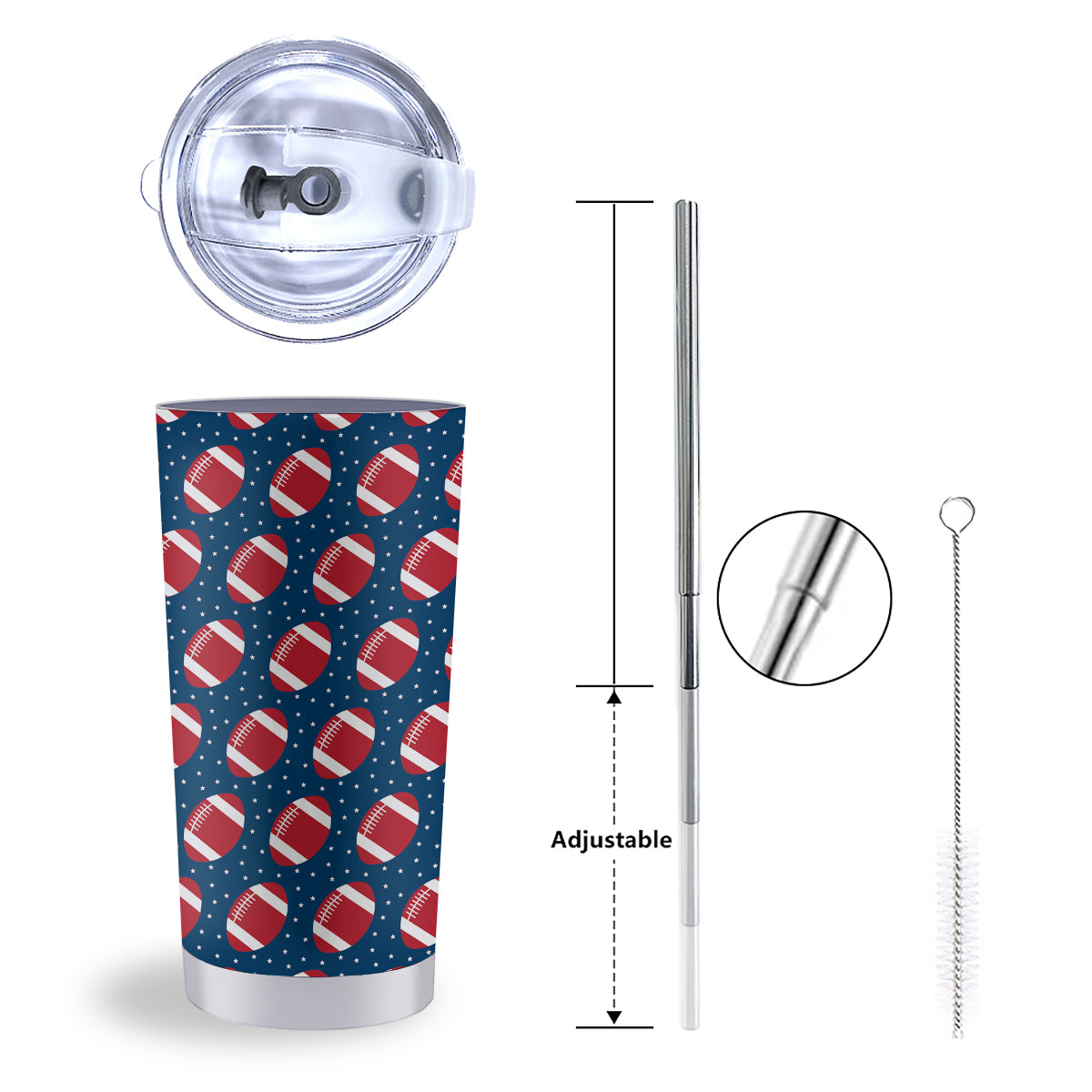 American Football Ball Print Pattern Tumbler-grizzshop