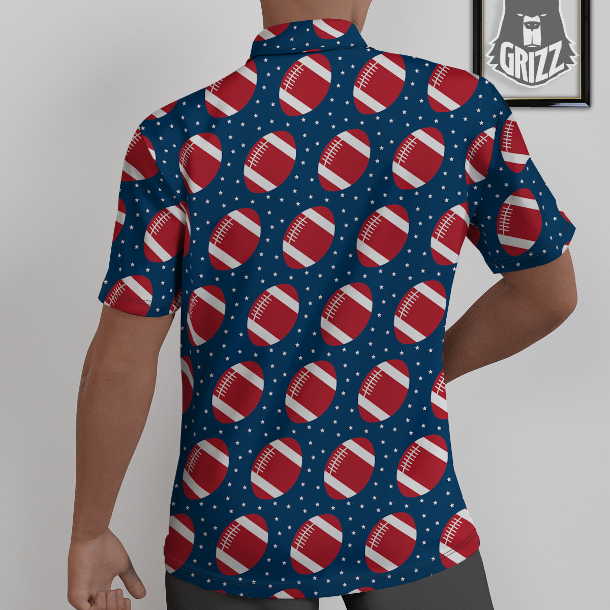 American Football Ball Print Pattern Untucked Shirts-grizzshop