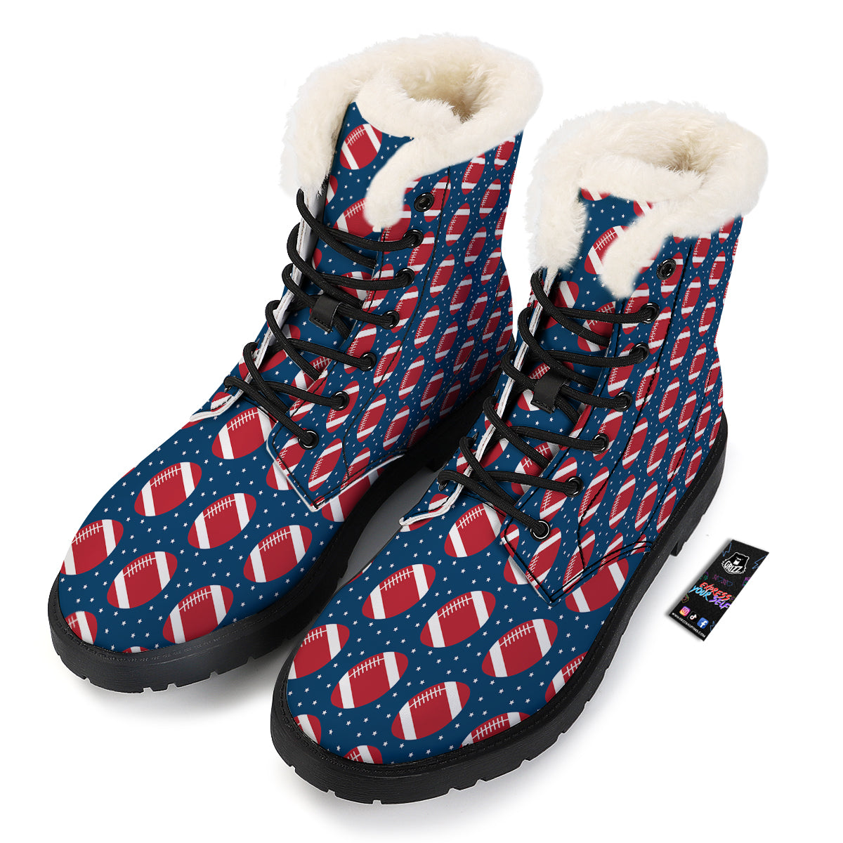 American Football Ball Print Pattern Winter Boots-grizzshop