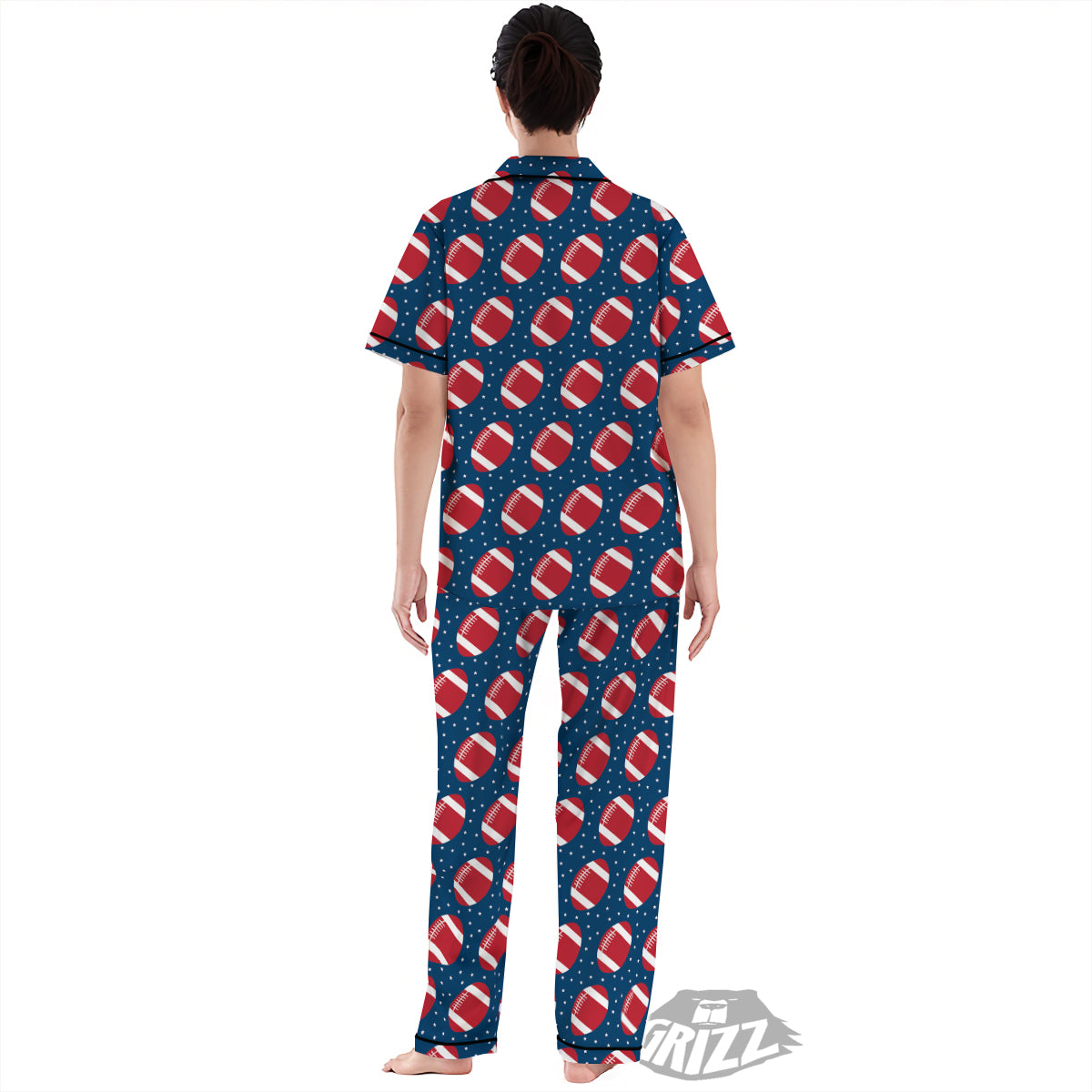 American Football Ball Print Pattern Women's Pajamas Set-grizzshop