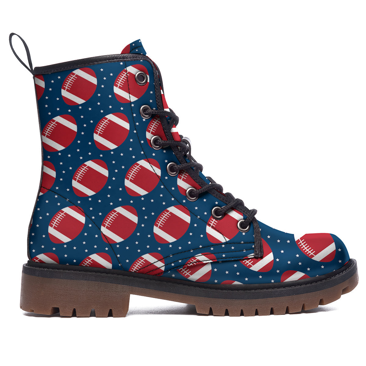 American Football Ball Print Pattern Work Boots-grizzshop