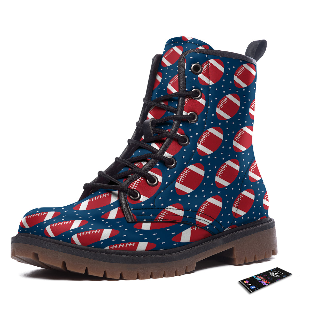 American Football Ball Print Pattern Work Boots-grizzshop