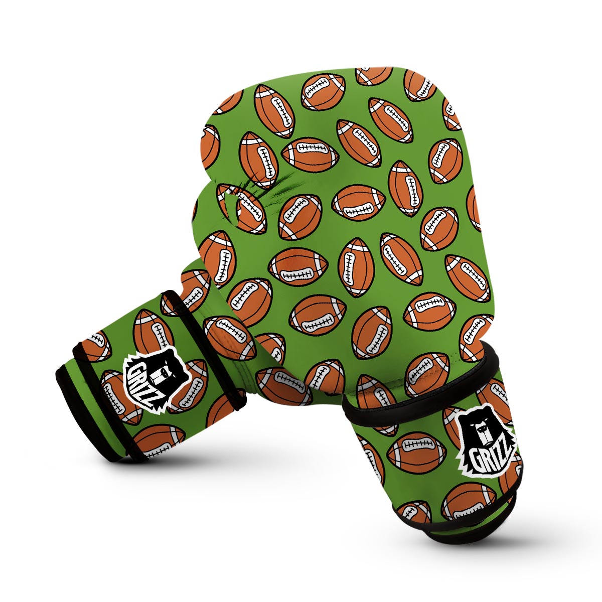American Football Green Print Pattern Boxing Gloves-grizzshop