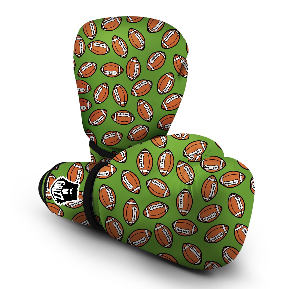 American Football Green Print Pattern Boxing Gloves-grizzshop