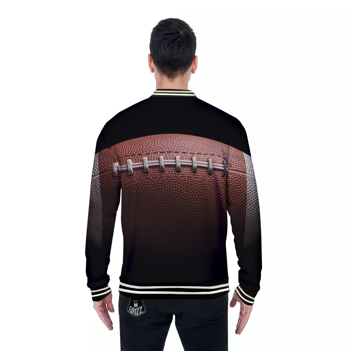 American Football Print Ball Baseball Jacket-grizzshop