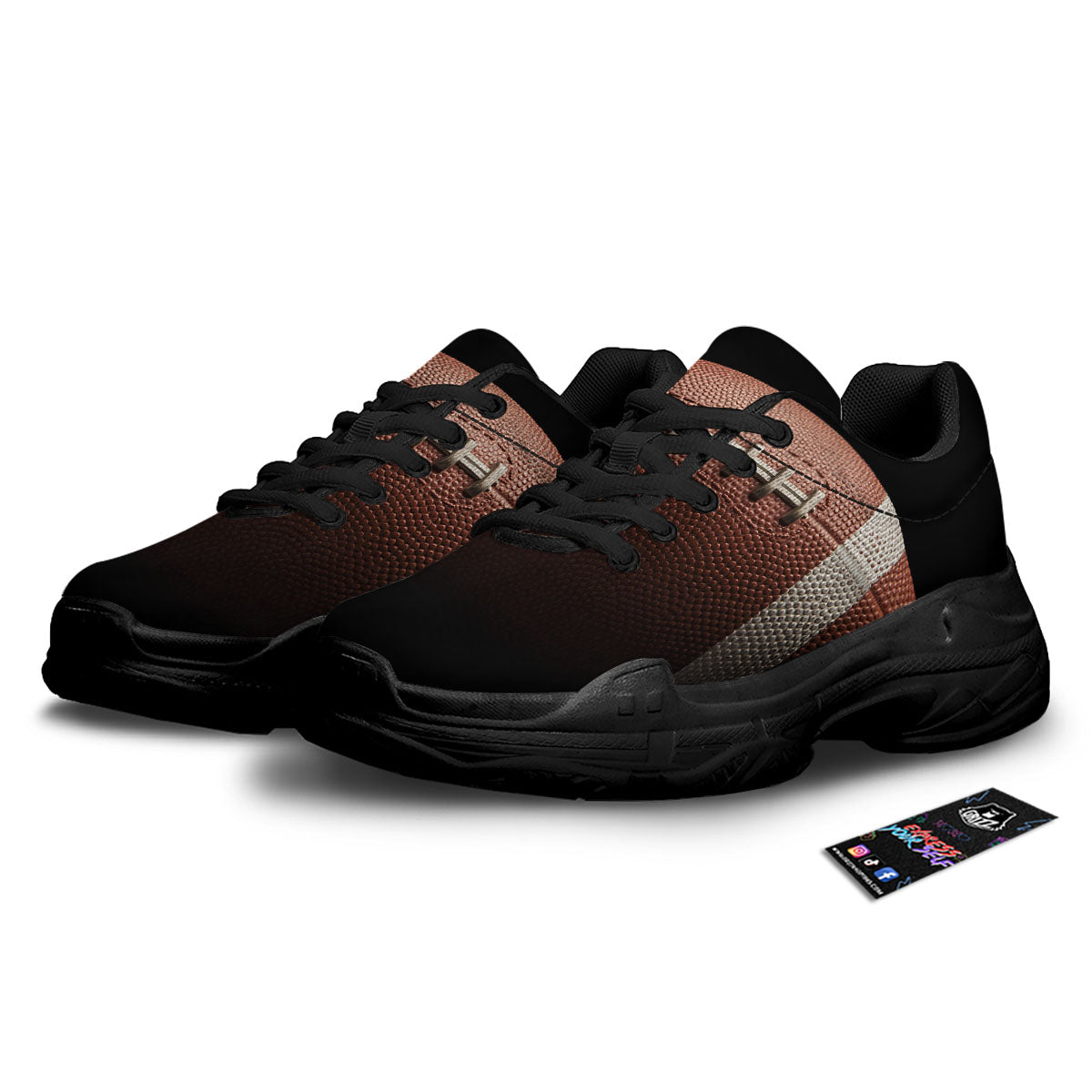 American Football Print Ball Black Chunky Shoes-grizzshop