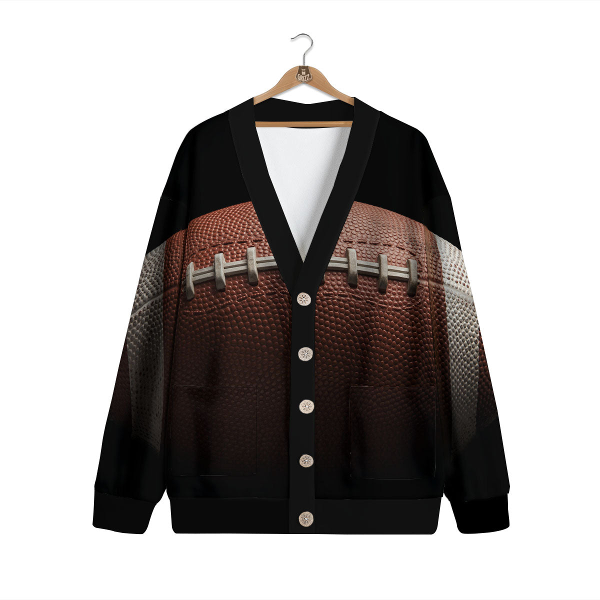 American Football Print Ball Cardigan-grizzshop