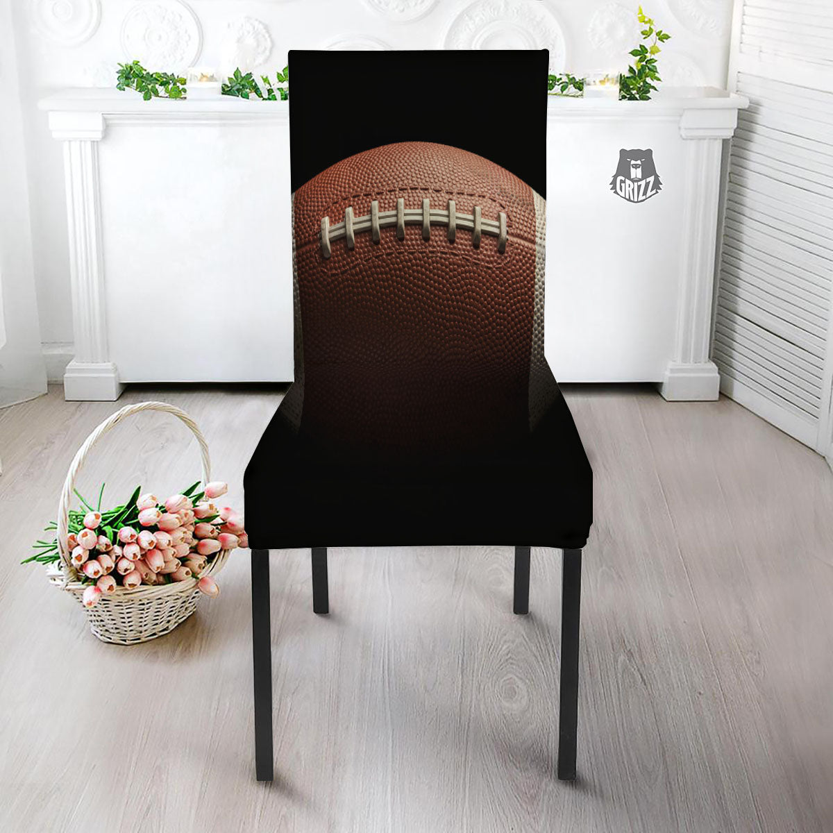 American Football Print Ball Dining Chair Slipcover-grizzshop