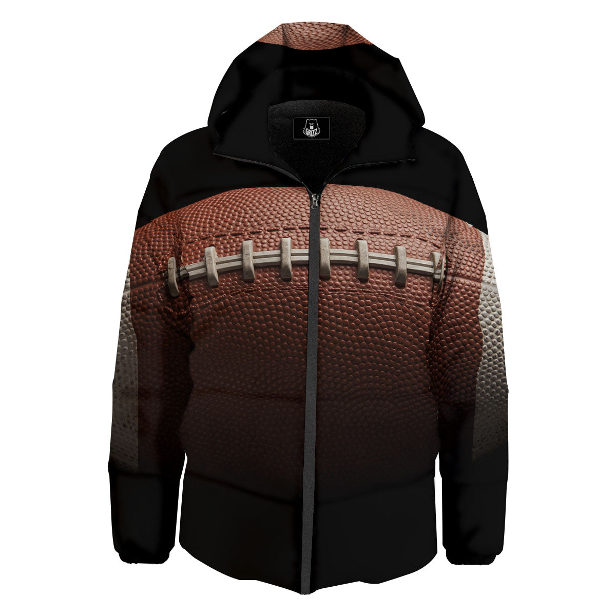 American Football Print Ball Down Jacket-grizzshop