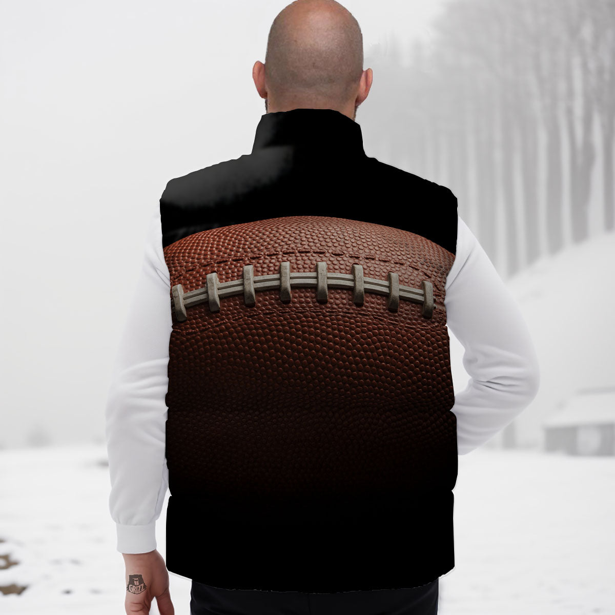 American Football Print Ball Down Vest