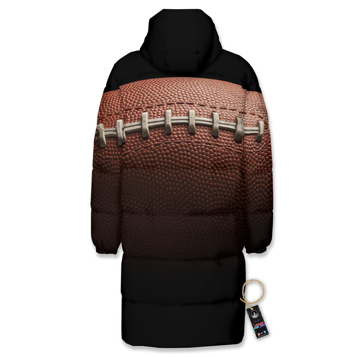 American Football Print Ball Long Down Jacket-grizzshop