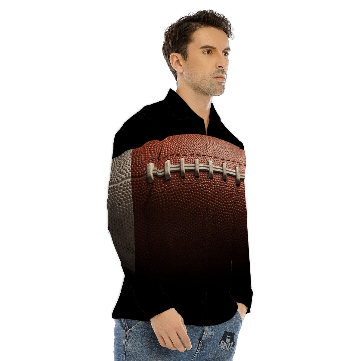 American Football Print Ball Men's Dress Shirts-grizzshop