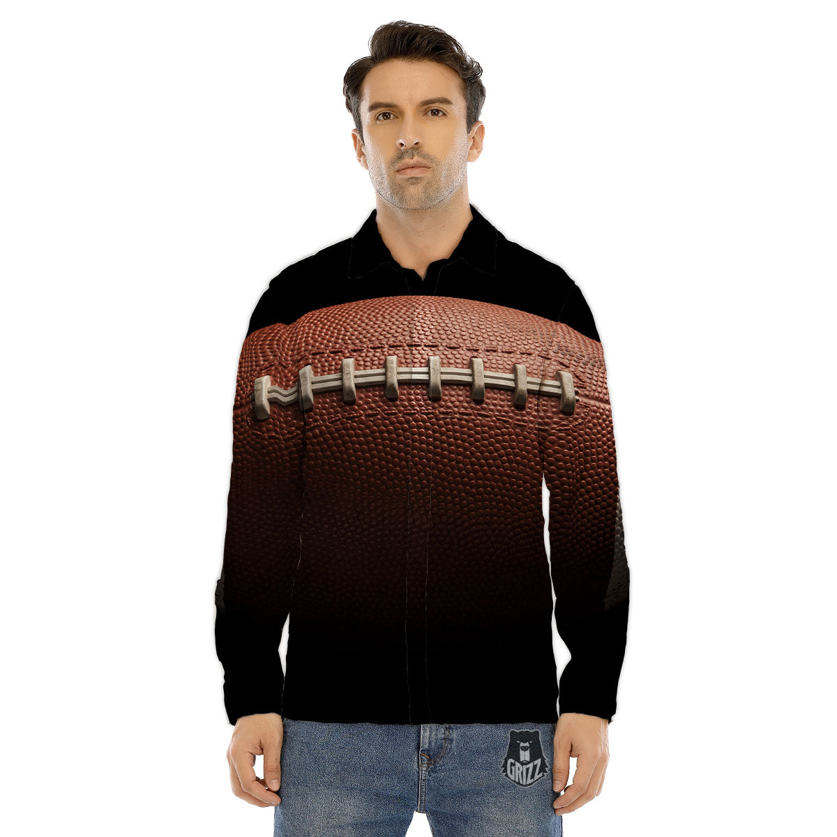 American Football Print Ball Men's Dress Shirts-grizzshop