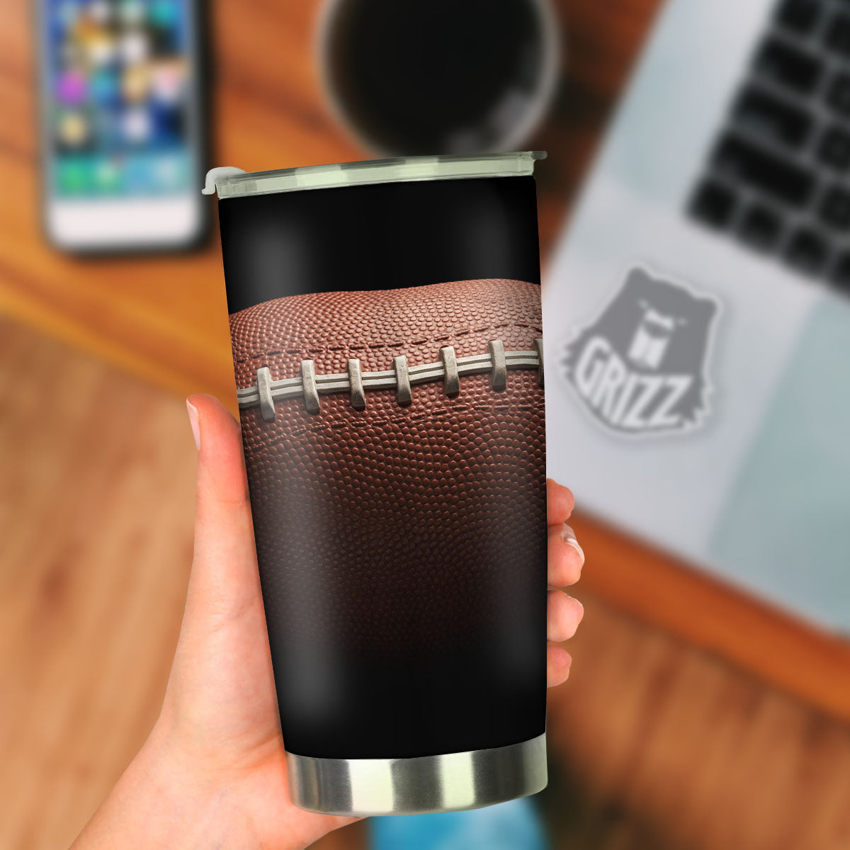 American Football Print Ball Tumbler-grizzshop