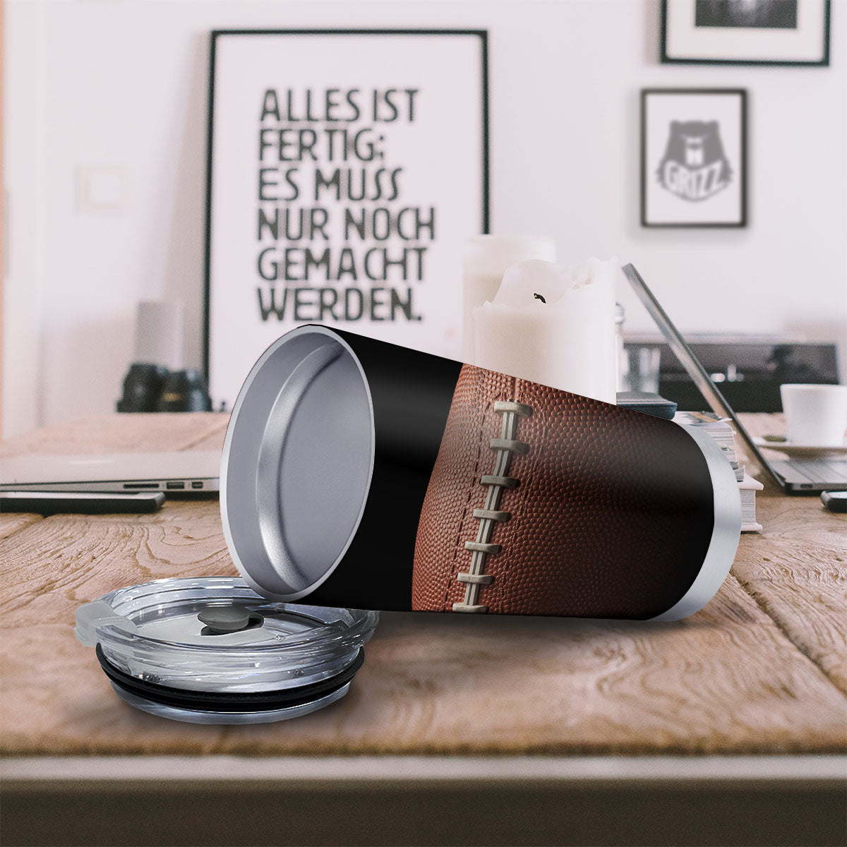 American Football Print Ball Tumbler-grizzshop