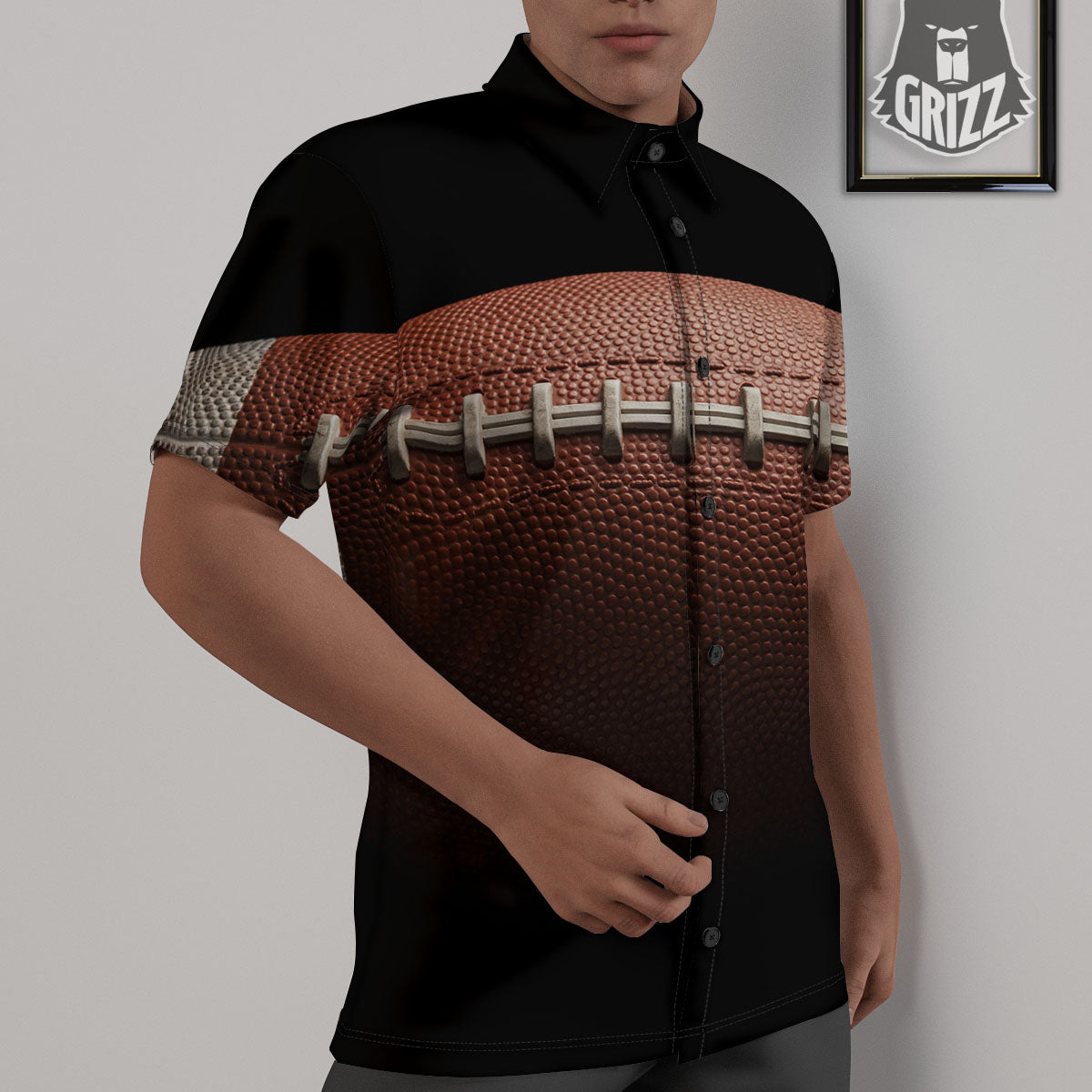 American Football Print Ball Untucked Shirts-grizzshop