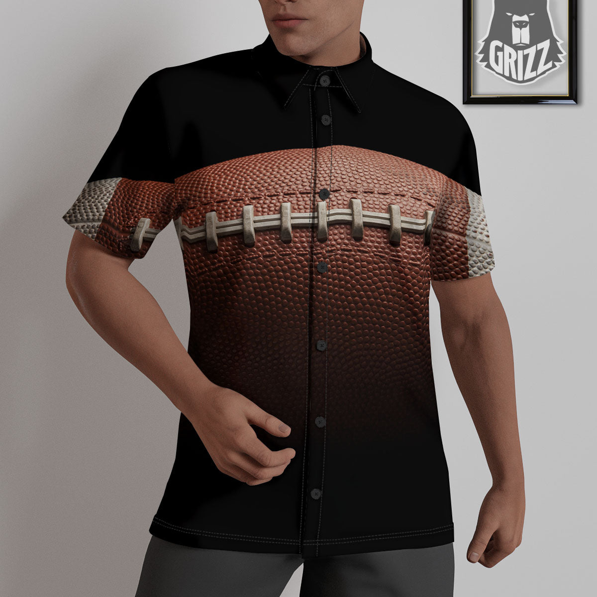 American Football Print Ball Untucked Shirts-grizzshop