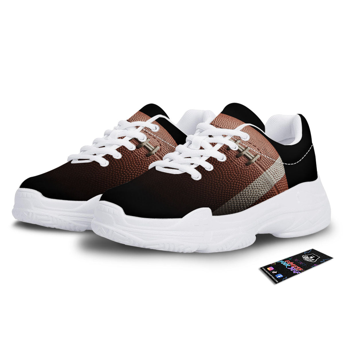 American Football Print Ball White Chunky Shoes-grizzshop