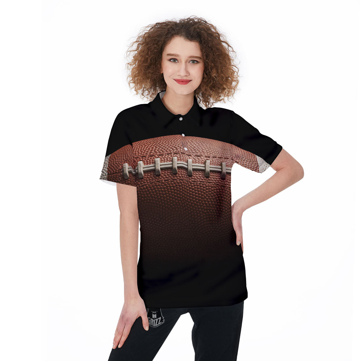 American Football Print Ball Women's Golf Shirts-grizzshop