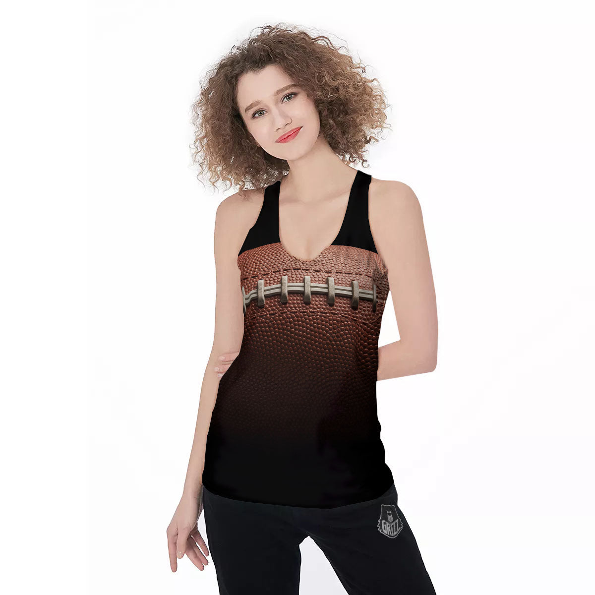 American Football Print Ball Women's Racerback Tank Top-grizzshop