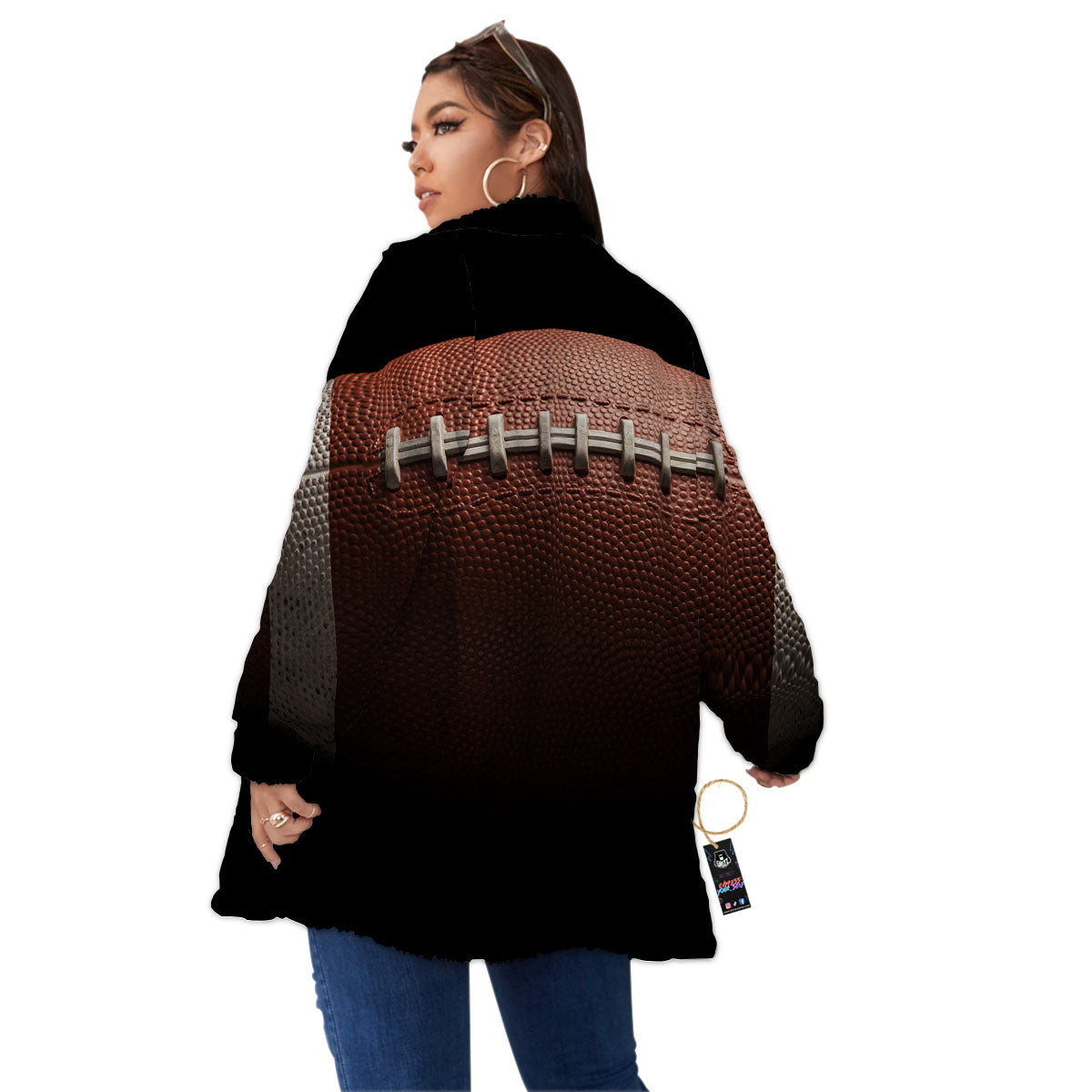 American Football Print Ball Women's Sherpa Jacket-grizzshop