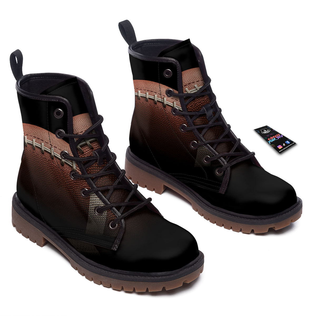 American Football Print Ball Work Boots-grizzshop
