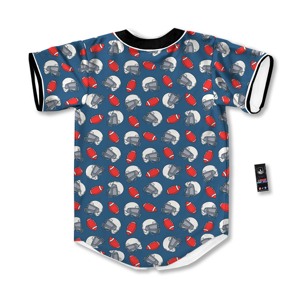 American Football Print Pattern Baseball Jersey-grizzshop