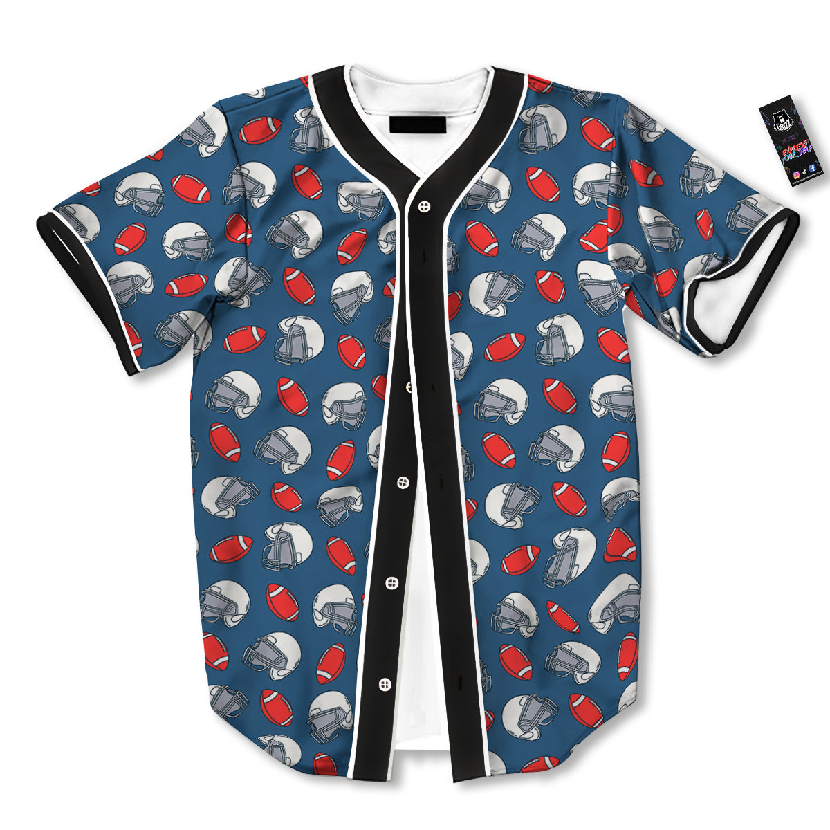 American Football Print Pattern Baseball Jersey-grizzshop