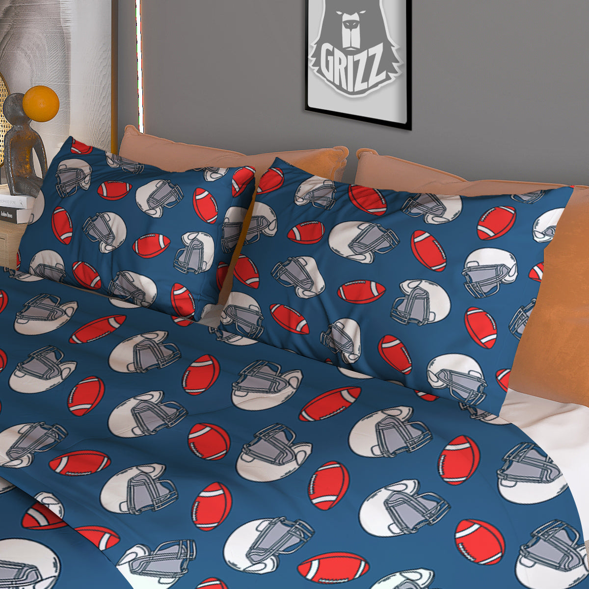 American Football Print Pattern Duvet Cover Bedding Set-grizzshop