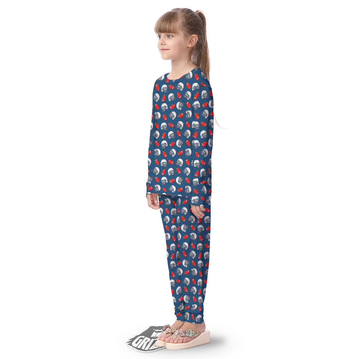 American Football Print Pattern Kid's Pajamas-grizzshop