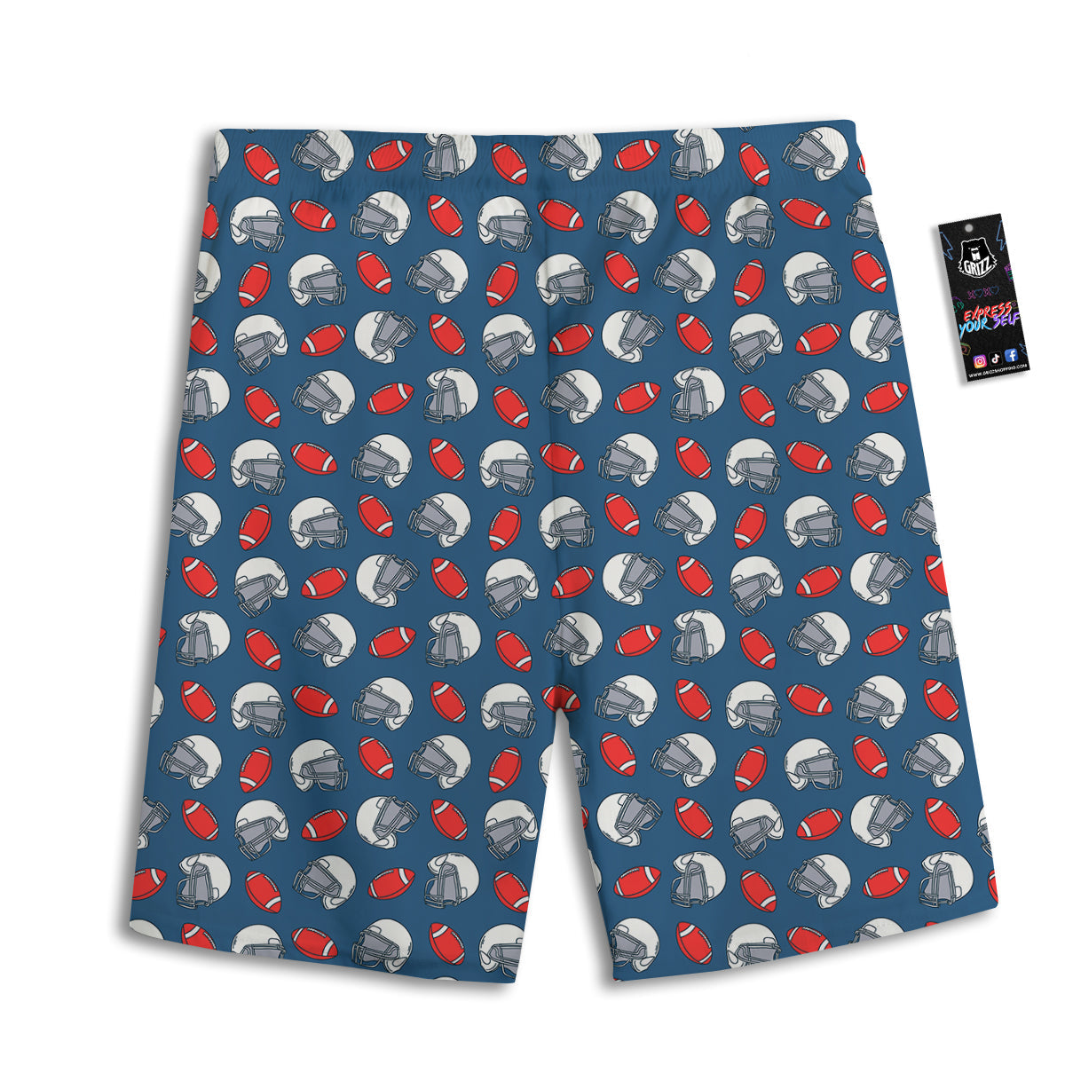 American Football Print Pattern Men's Athletic Shorts