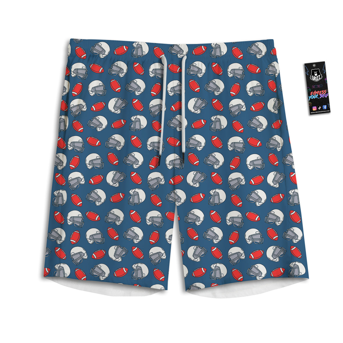 American Football Print Pattern Men's Athletic Shorts