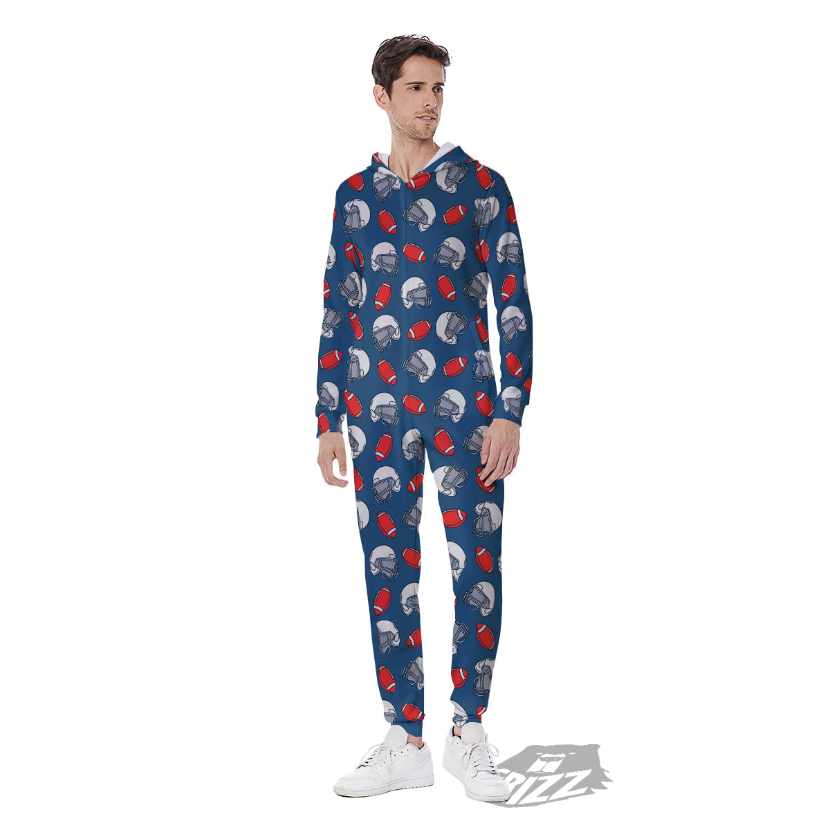 American Football Print Pattern Men's Jumpsuit-grizzshop