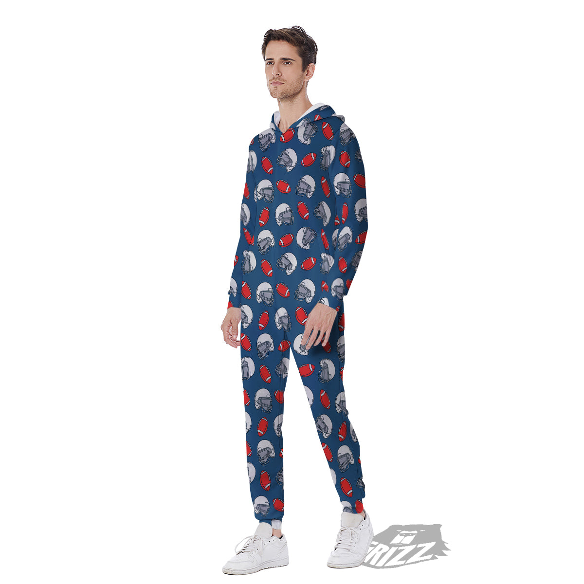 American Football Print Pattern Men's Jumpsuit-grizzshop
