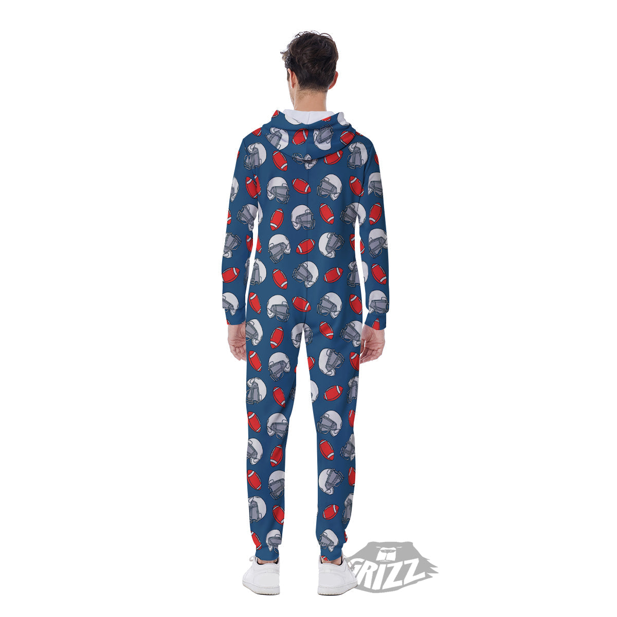 American Football Print Pattern Men's Jumpsuit-grizzshop