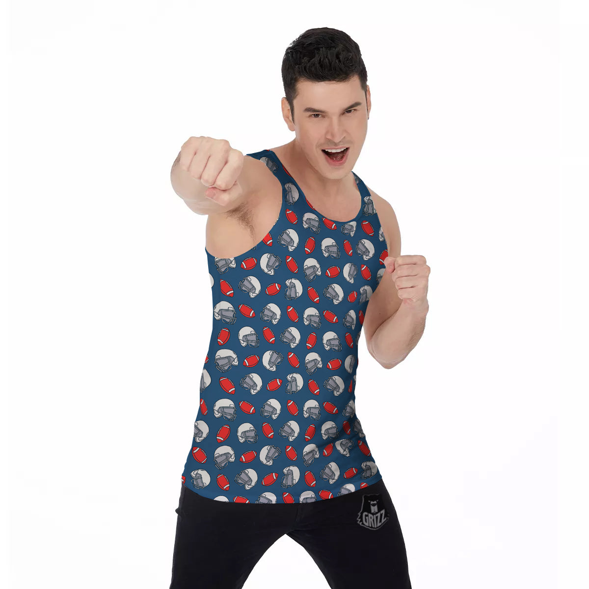 American Football Print Pattern Men's Tank Top-grizzshop