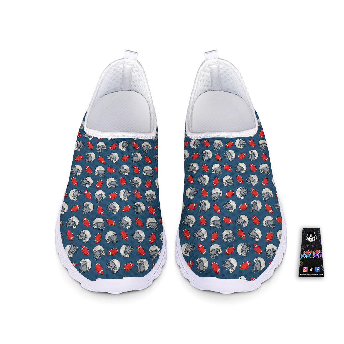 American Football Print Pattern Nurse Shoes-grizzshop