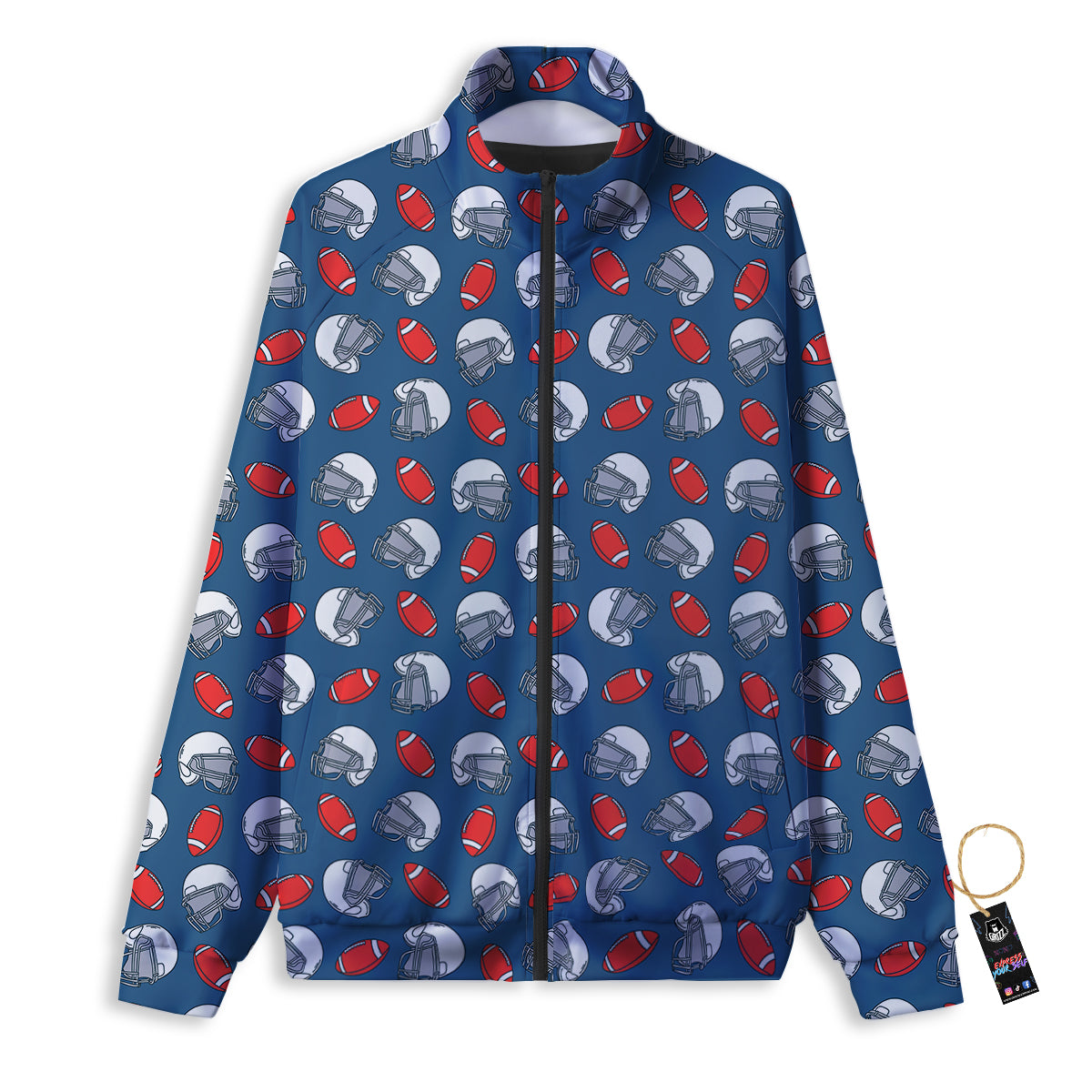 American Football Print Pattern Track Jacket-grizzshop