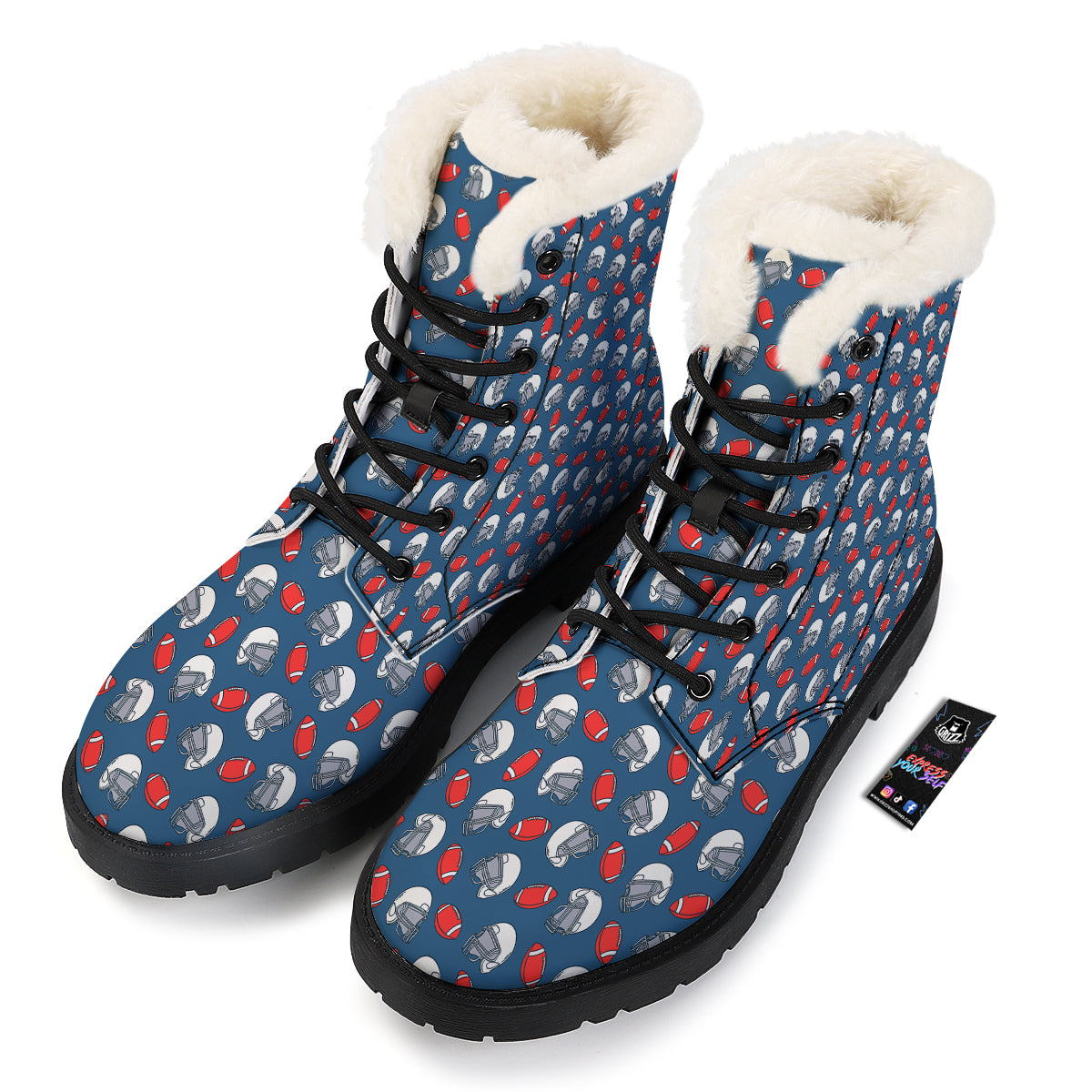 American Football Print Pattern Winter Boots-grizzshop