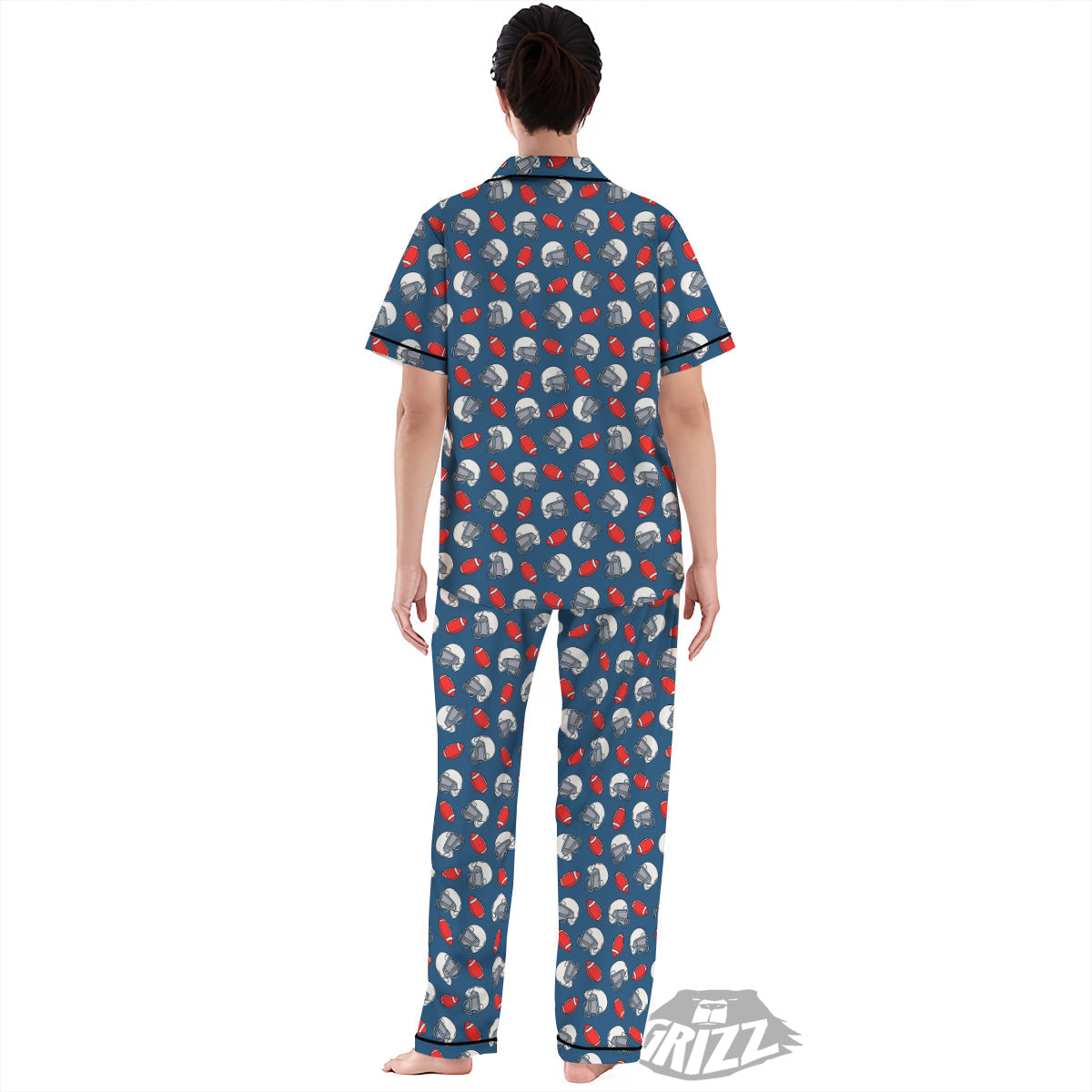 American Football Print Pattern Women's Pajamas Set-grizzshop