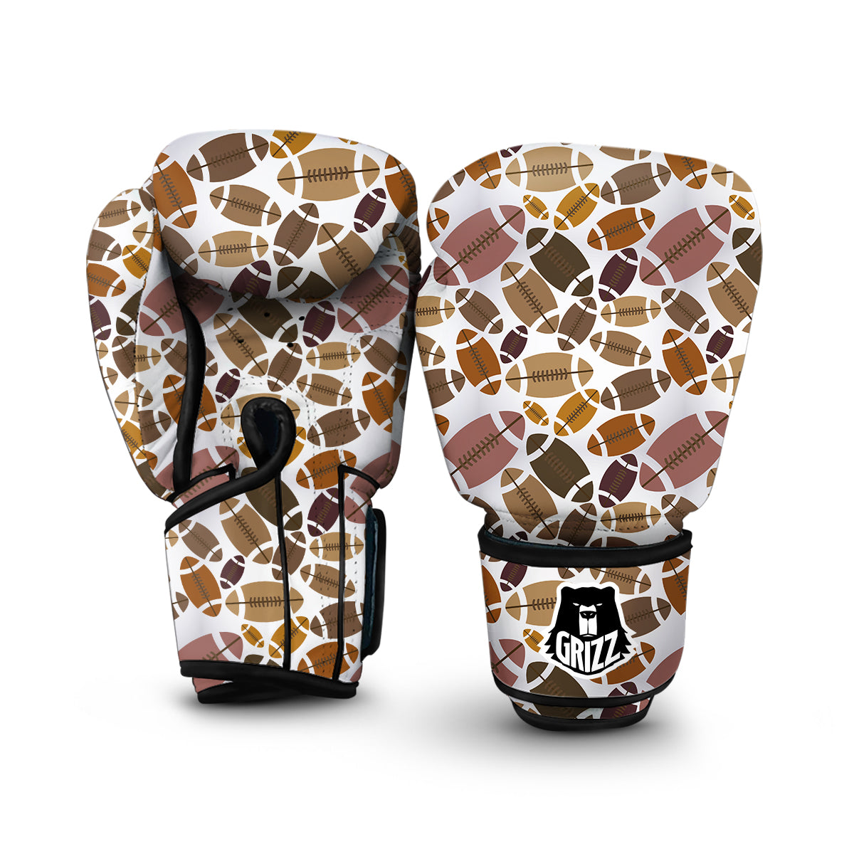 American Football Rugby Ball Pattern Print Boxing Gloves-grizzshop