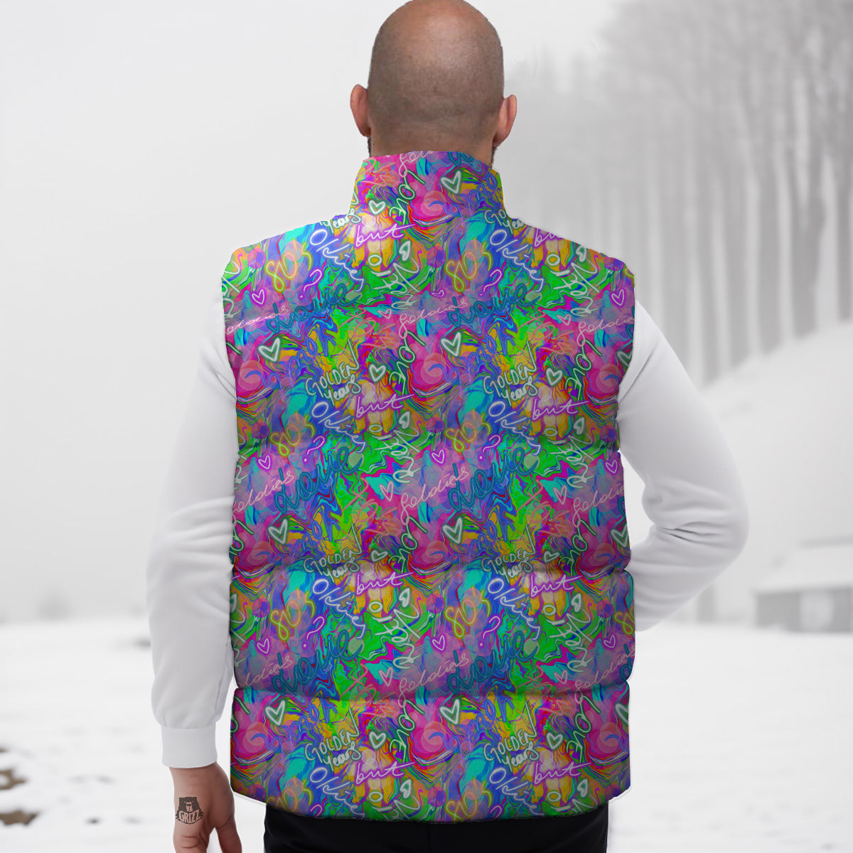 American Football Rugby Ball Pattern Print Down Vest