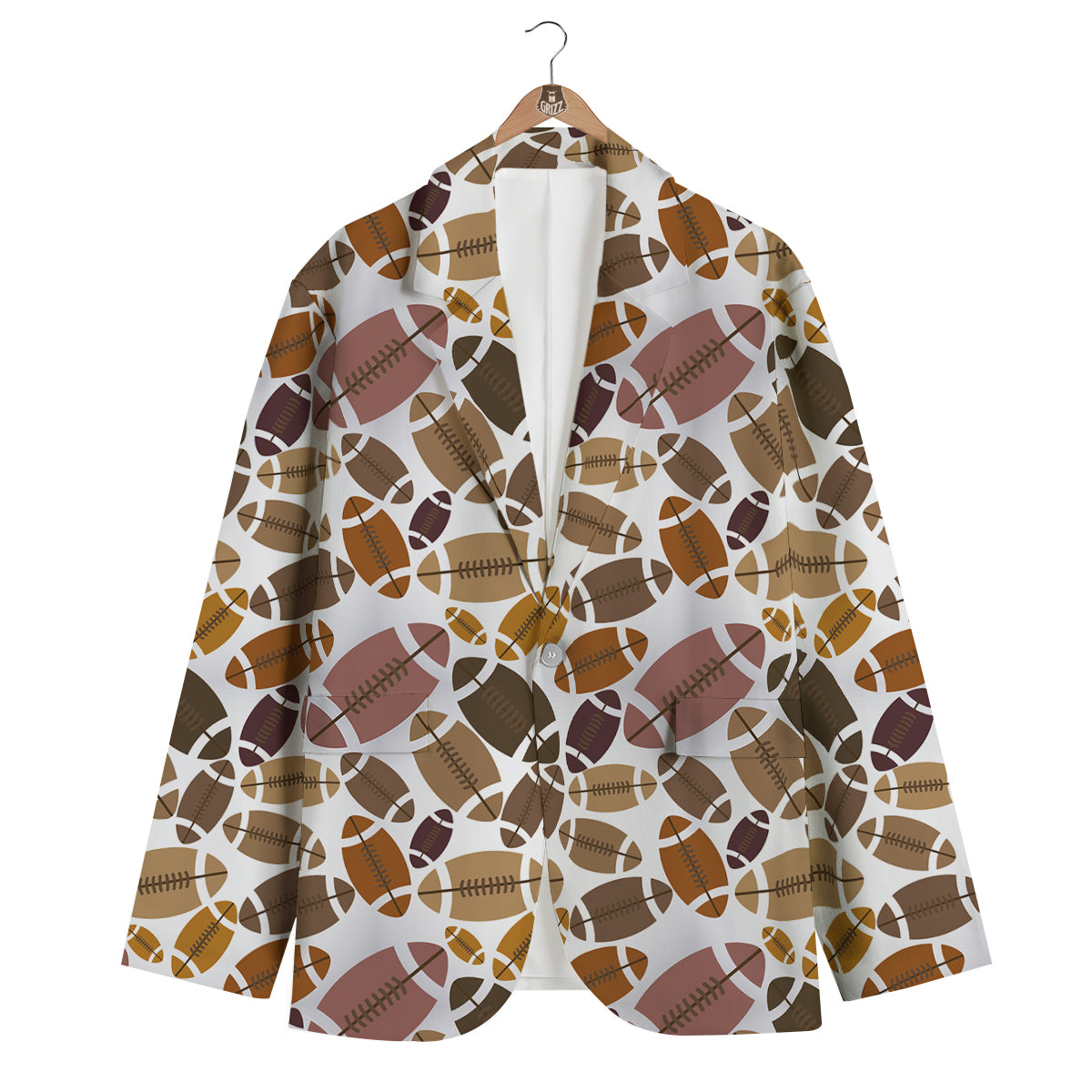 American Football Rugby Ball Pattern Print Men's Blazer-grizzshop