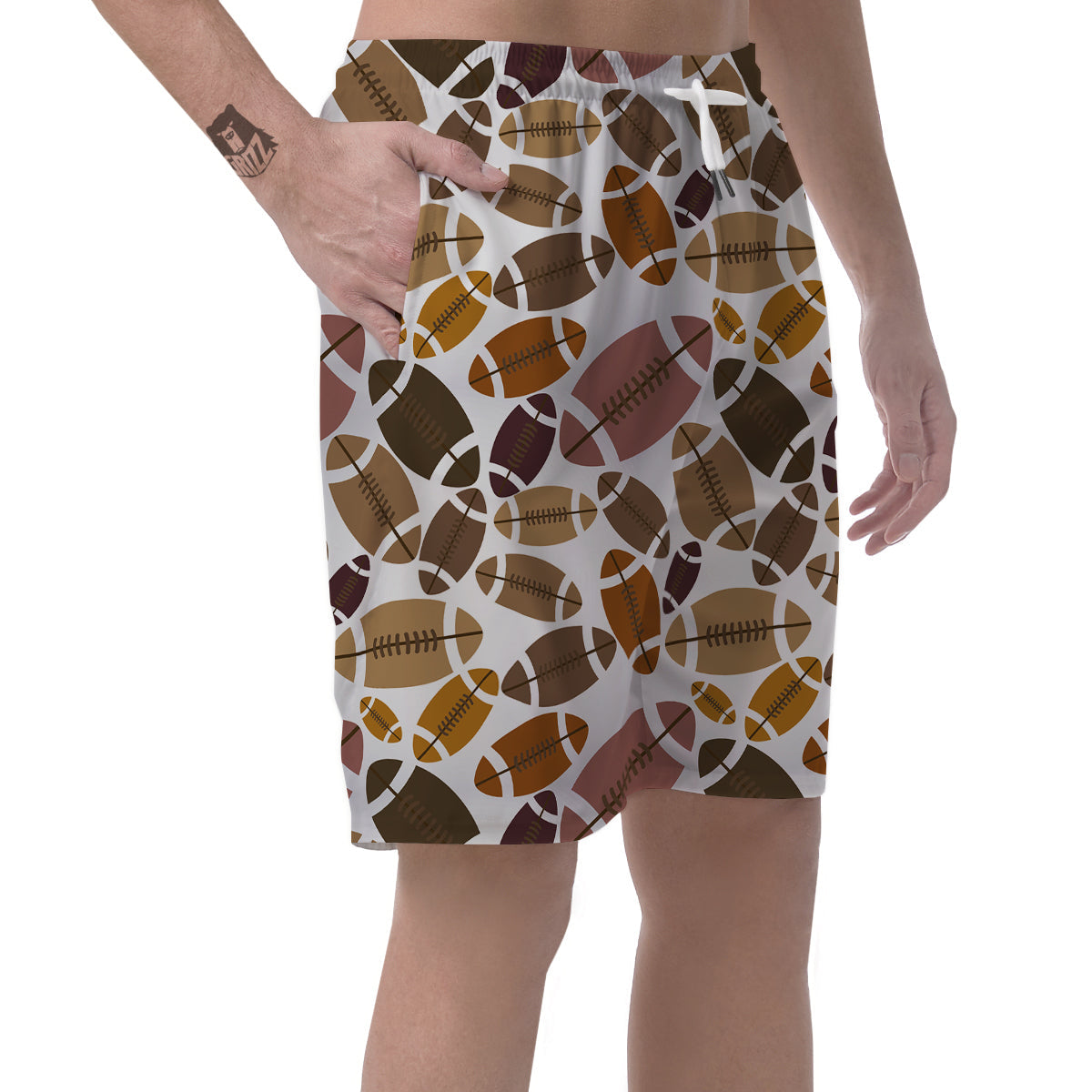 American Football Rugby Ball Pattern Print Men's Shorts-grizzshop