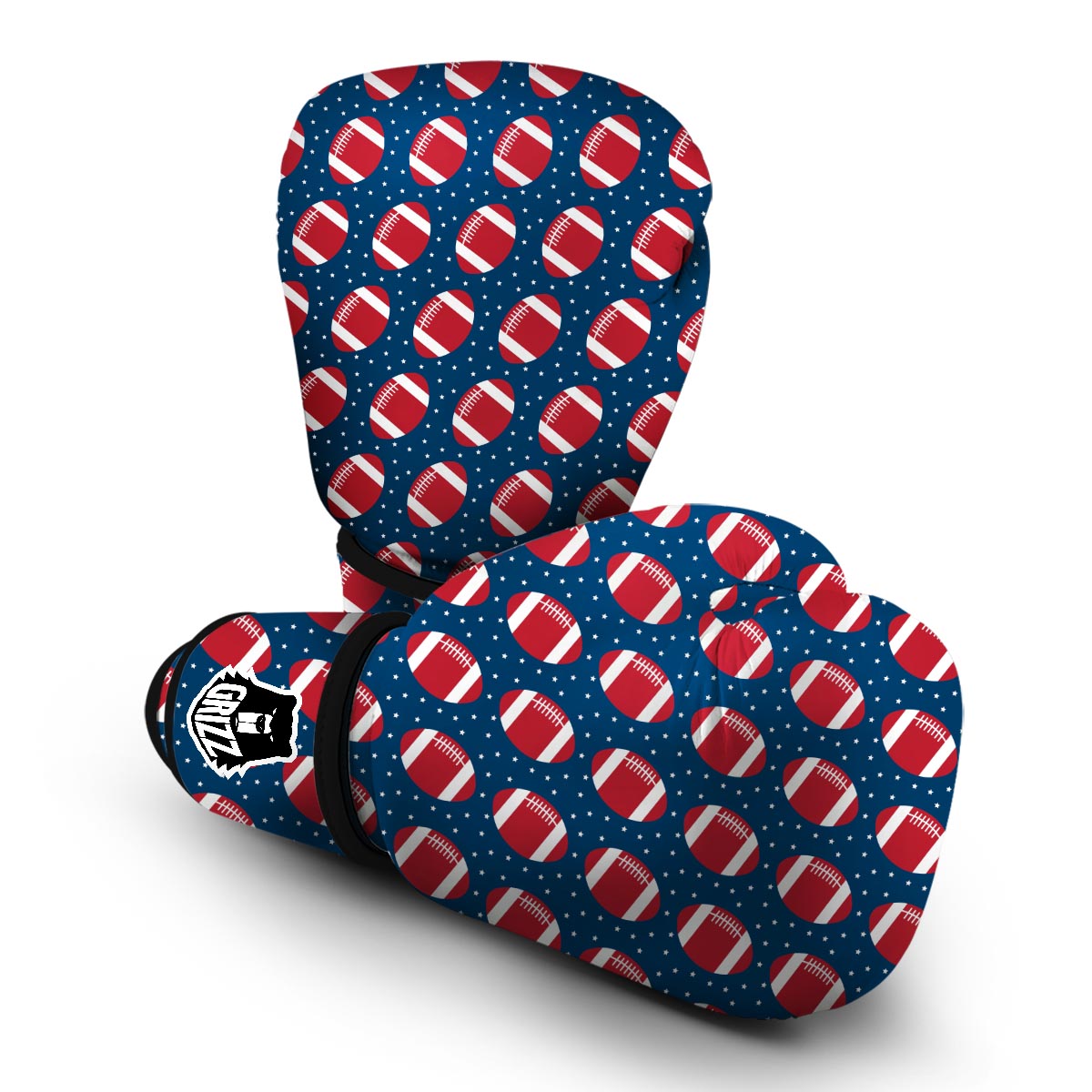 American Football Rugby Ball Print Pattern Boxing Gloves-grizzshop