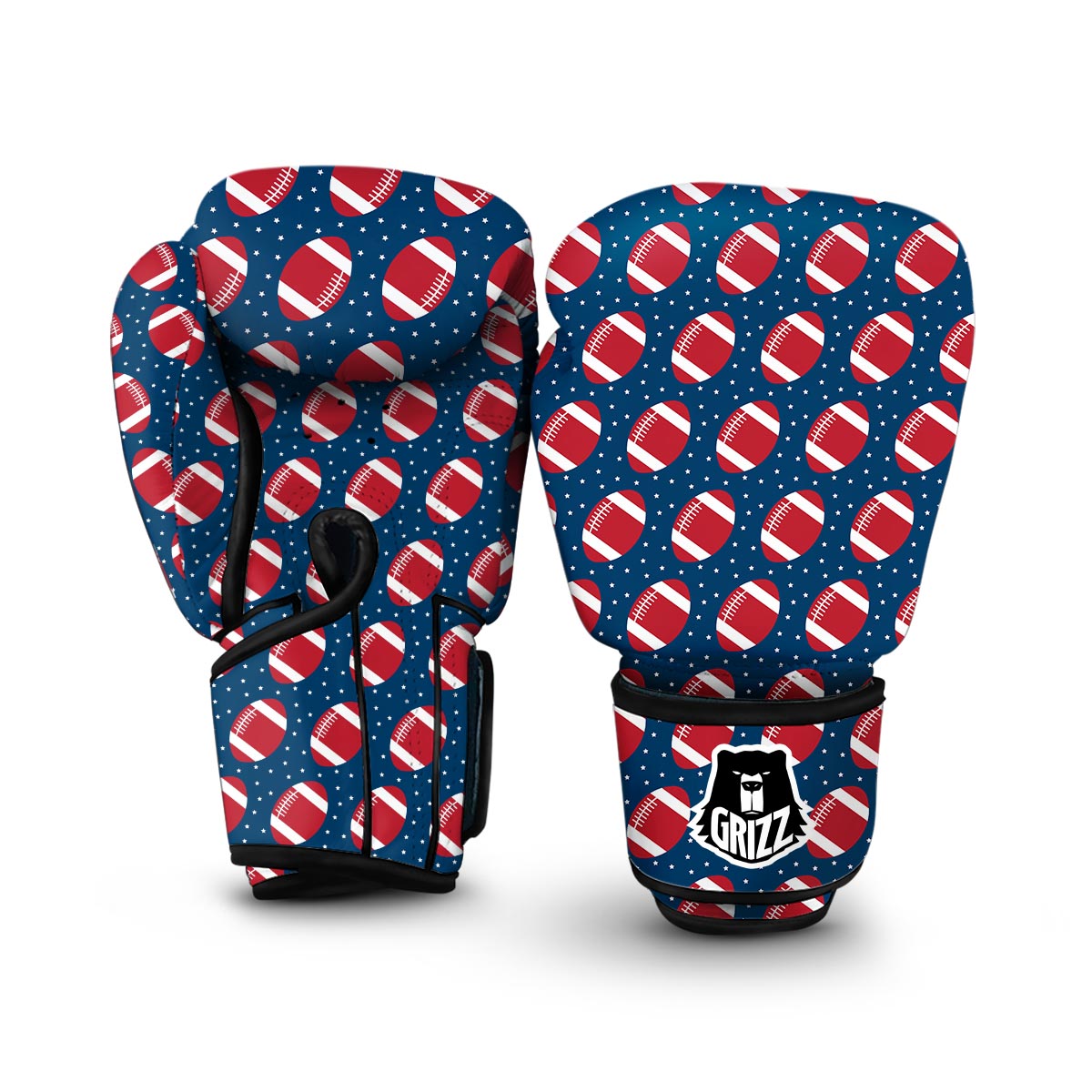 American Football Rugby Ball Print Pattern Boxing Gloves-grizzshop